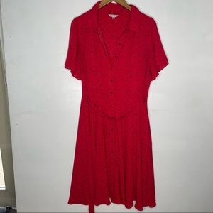Nanette Lenore lined Red and black Polka-dot button up dress